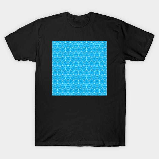 Icosahedron White on Bright Blue T-Shirt by Beth Thompson Art